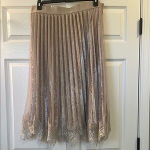 Elegant Lace Trim Pleated Skirt